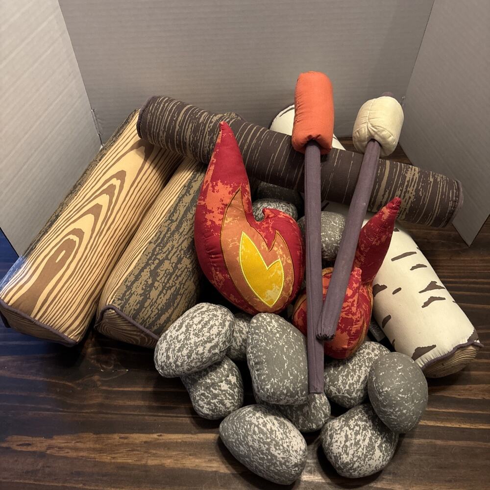 Crate & Barrel Kids Campfire Plush Playset The Land of Nod Logs Stones Fire